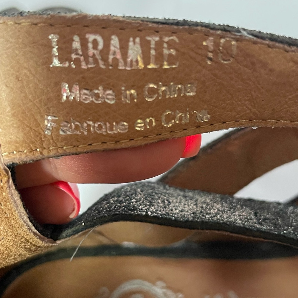 Jeffrey Campbell Ibiza Laramie suede lace up sandals heels black shimmer 10 - Picture 10 of 10